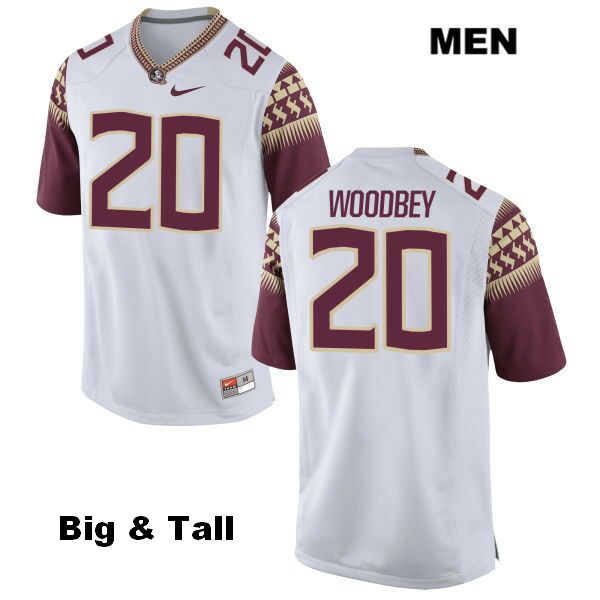 Men's NCAA Nike Florida State Seminoles #20 Jaiden Woodbey College Big & Tall White Stitched Authentic Football Jersey TZM1869OW